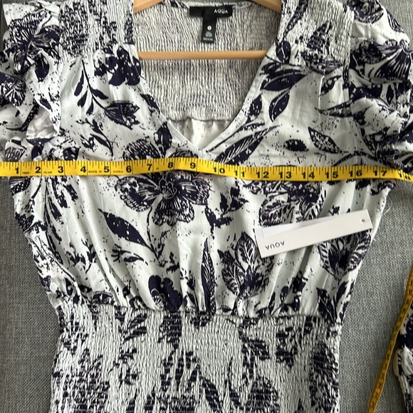 AQUA Smocked Floral Print Midi Dress Size S - Picture 14 of 16